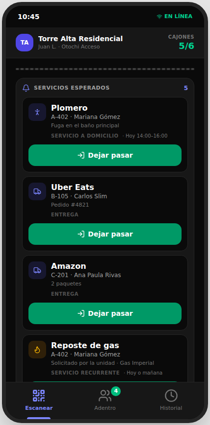 Generación de pases QR para visitas