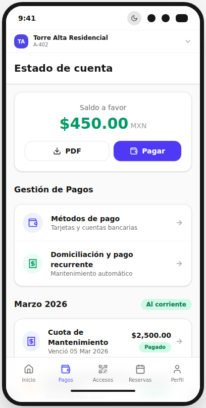 Estado de cuenta y pagos en Otochi